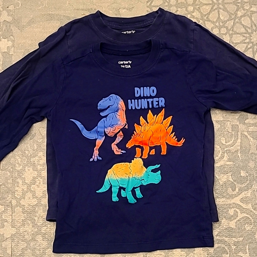 2 Carters Long Sleeve Blue T Shirts Size 2T